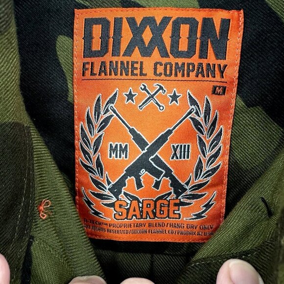 DIXXON FLANNEL COMPANY SARGE shirt camo camouflage long sleeve cotton green M - Picture 7 of 9